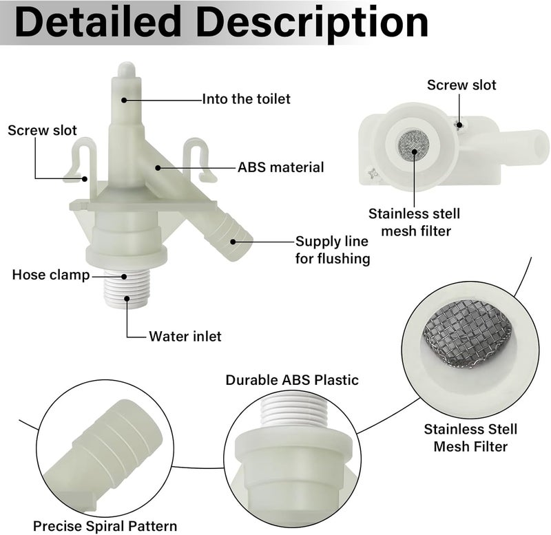 NIULPFZTK 2 Set 385311641 Upgraded RV Water Valve Kit, Fits for Sealand Dometic Toilets 300, 301 310, 311, 320, 321 Series Pedal-flush Toilet, Camper Trailer Toilet Pedal flush Toilets with Flush Ball Seal - Image 4